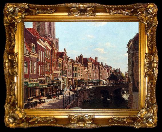 framed  unknow artist Townsfolk shopping along the Oudegracht, Utrecht, The Netherlands, ta009-2